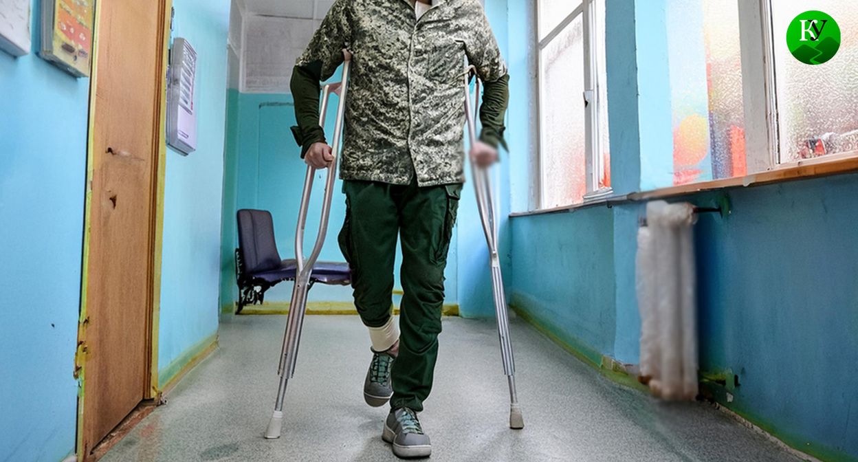 Военный в больнице. Иллюстрация создана "Кавказским узлом" с помощью ИИ в программе Photoshop