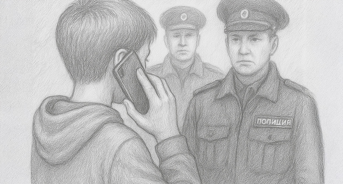 Подросток и полиция. Иллюстрация создана «Кавказским узлом» с помощью ИИ в программе Copilot